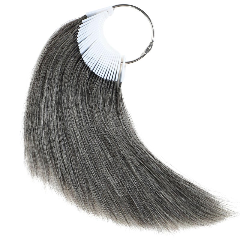 RINBOOOL Hair Swatches for Testing Color Dark Grey Real Natural Human Hair 30 Strands per Pack 8 Inches